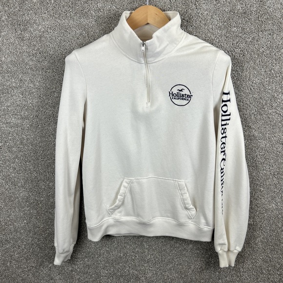 Hollister 1/4 Zip Pullover Beige Women's Size‎ Medium - Picture 1 of 8